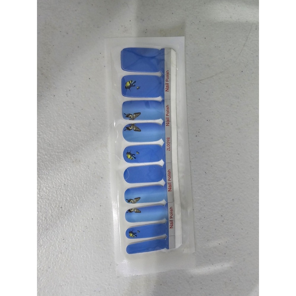 Blue Ombre Butterfly Nail Polish Wraps Adhesive Strip BUNDLE 3 FOR 15‎